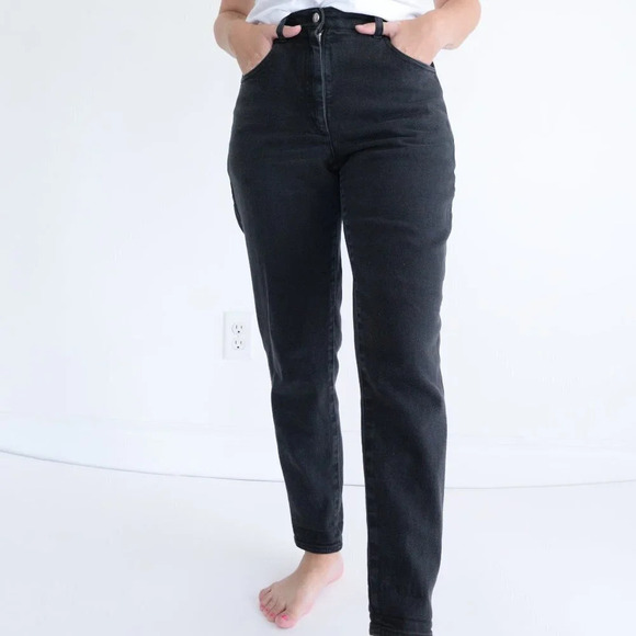 Aritzia Wilfred Free Black Tapered Straight Leg Denim Jeans Size 6 - Picture 2 of 15